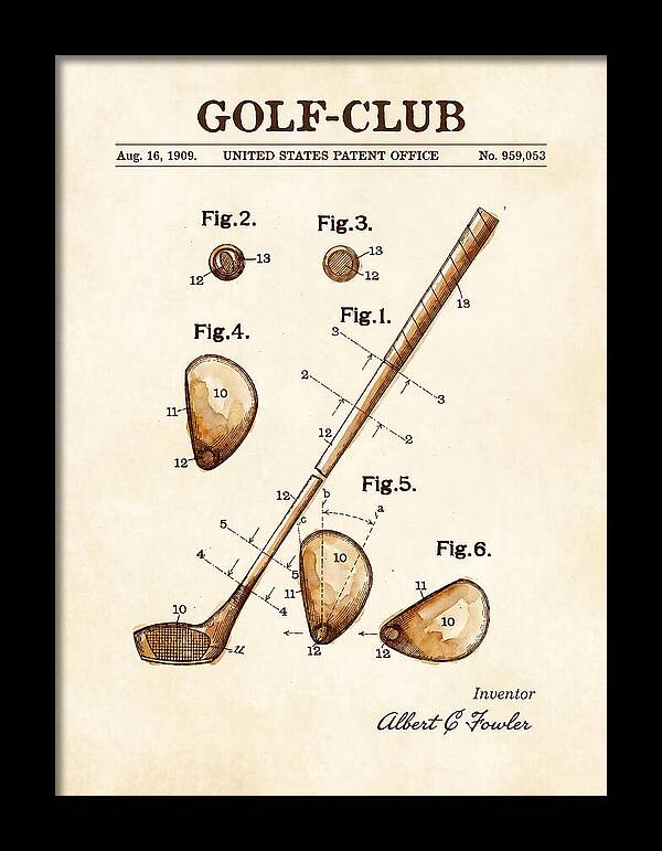Golf Club Watercolor Patent Us959053a