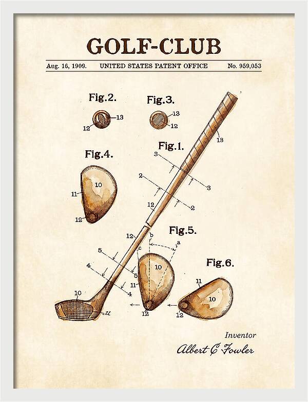 Golf Club Watercolor Patent Us959053a
