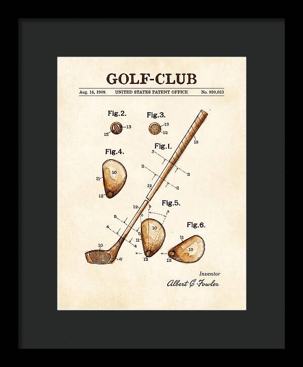 Golf Club Watercolor Patent Us959053a
