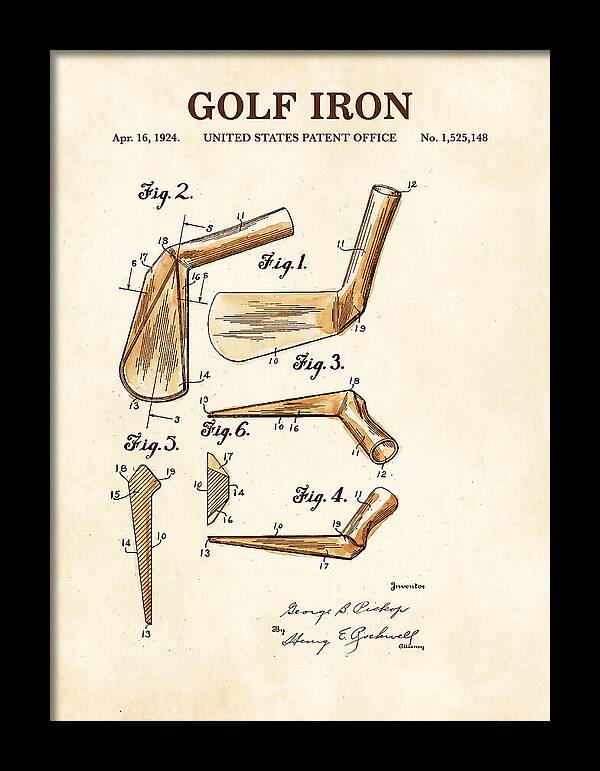 Golf Iron Watercolor Patent Us1525148a