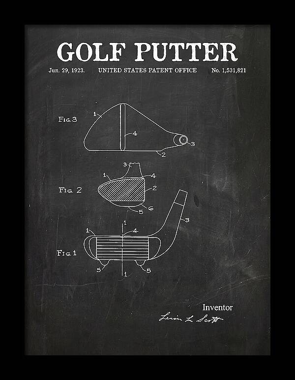 Golf Putter Chalkboard Patent Us1531821a