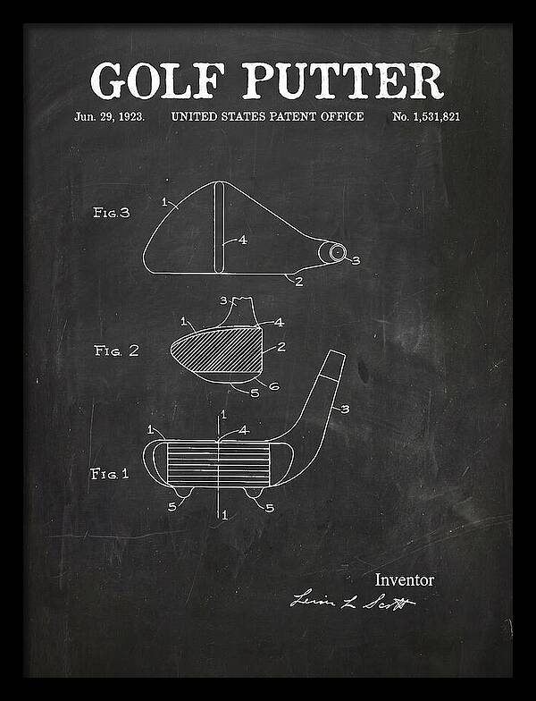 Golf Putter Chalkboard Patent Us1531821a