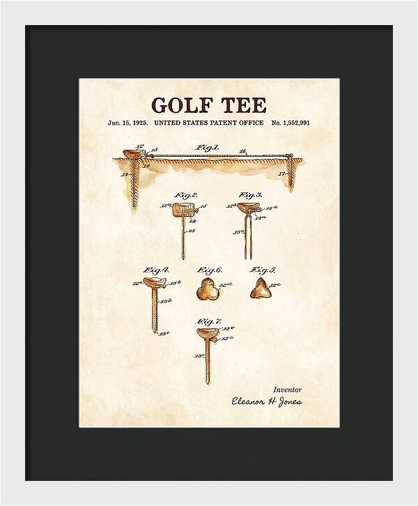 Golf Tee Watercolor Patent Us1552991a