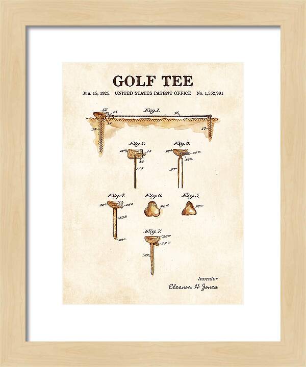 Golf Tee Watercolor Patent Us1552991a