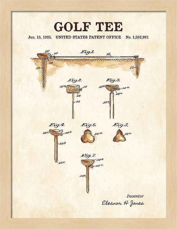 Golf Tee Watercolor Patent Us1552991a