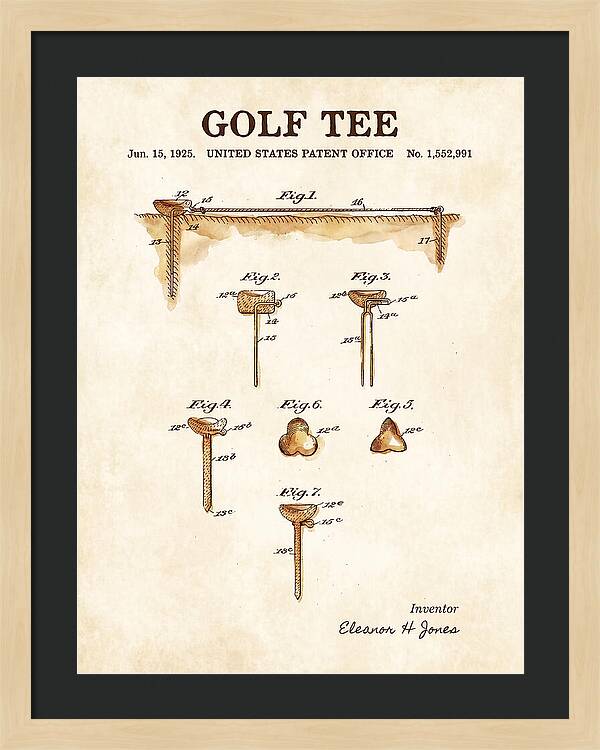 Golf Tee Watercolor Patent Us1552991a