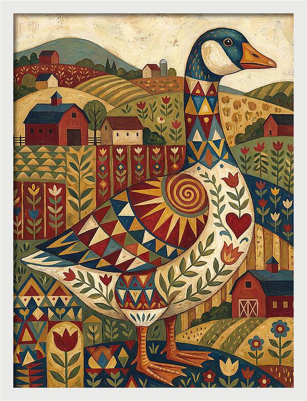 Goose Folk In Vibrant Fields