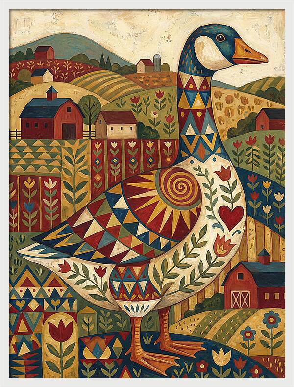 Goose Folk In Vibrant Fields