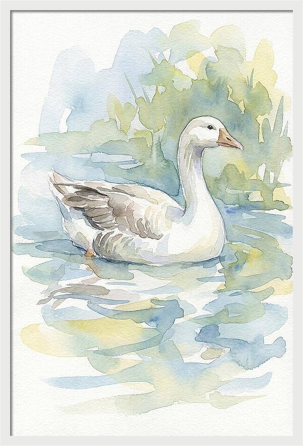 Goose Gliding Through Water