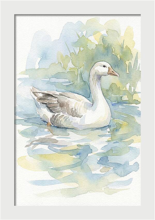 Goose Gliding Through Water