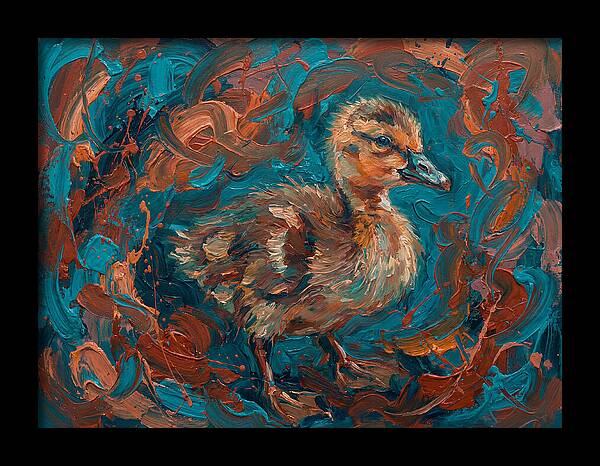 Gosling In Vibrant Swirls