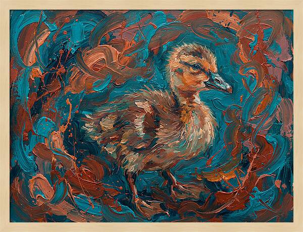 Gosling In Vibrant Swirls
