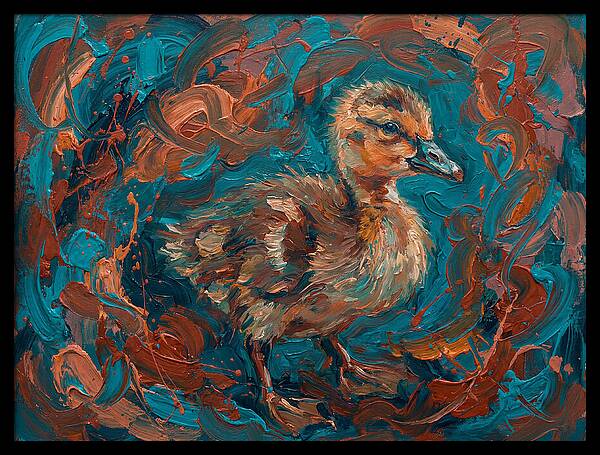 Gosling In Vibrant Swirls