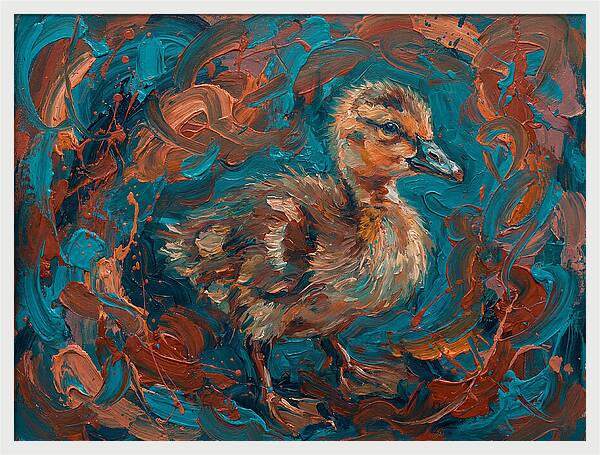 Gosling In Vibrant Swirls