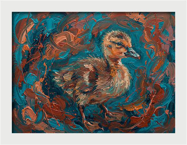 Gosling In Vibrant Swirls
