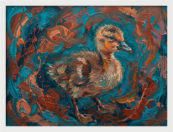 Gosling In Vibrant Swirls