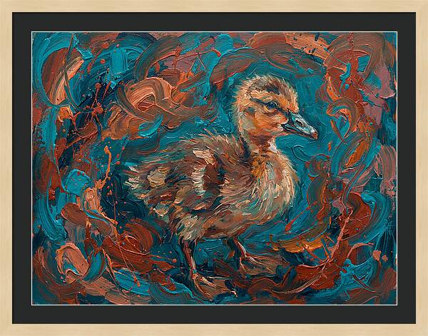 Gosling In Vibrant Swirls