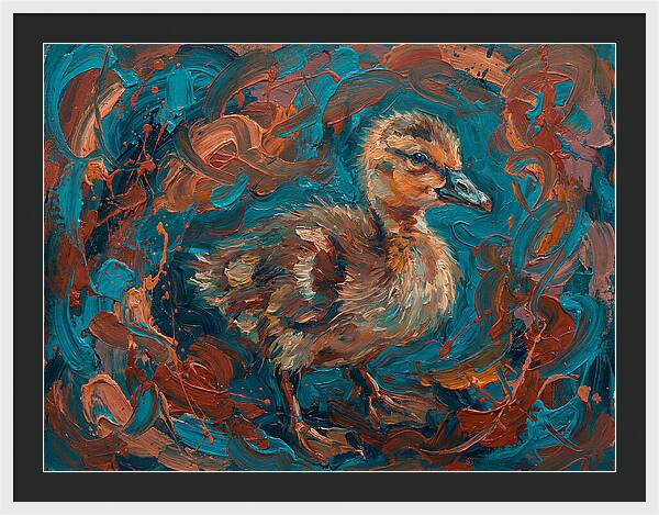 Gosling In Vibrant Swirls