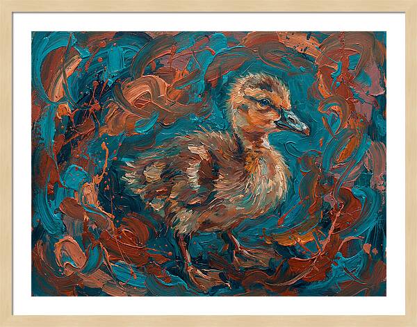 Gosling In Vibrant Swirls