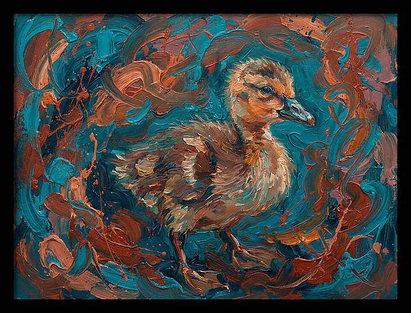Gosling In Vibrant Swirls