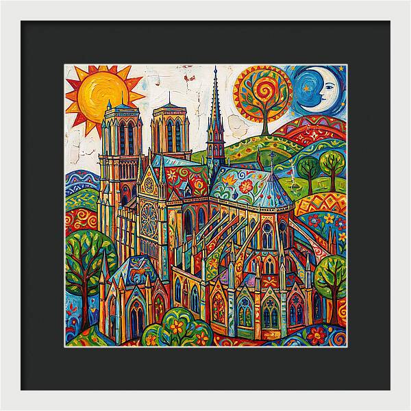 Gothic Cathedral In Vibrant Colors
