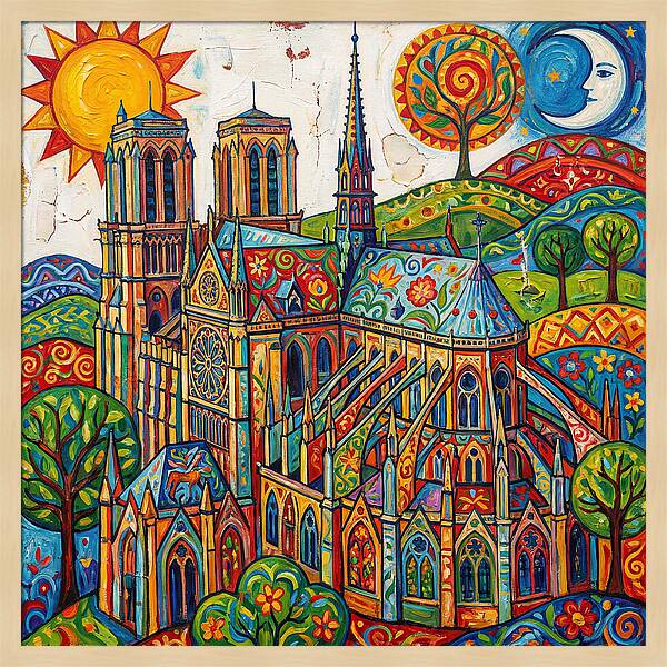 Gothic Cathedral In Vibrant Colors