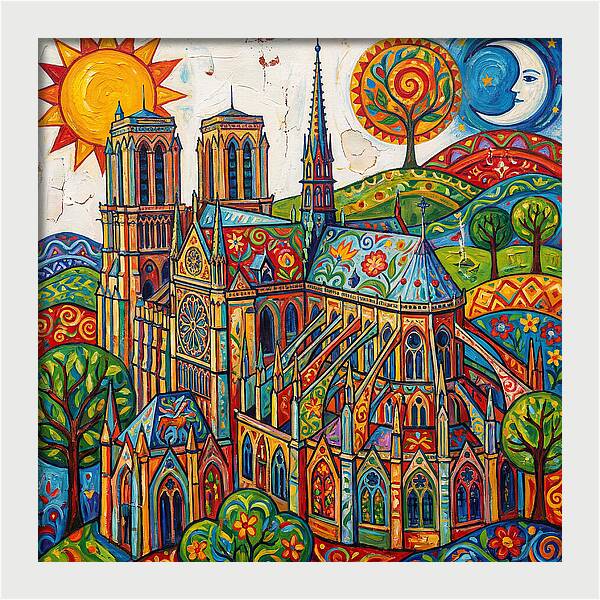 Gothic Cathedral In Vibrant Colors