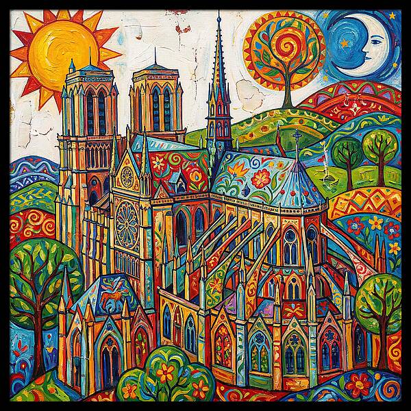 Gothic Cathedral In Vibrant Colors