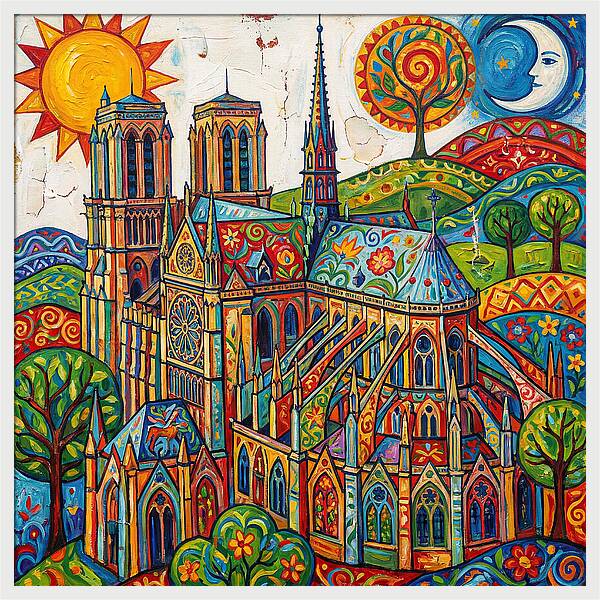 Gothic Cathedral In Vibrant Colors