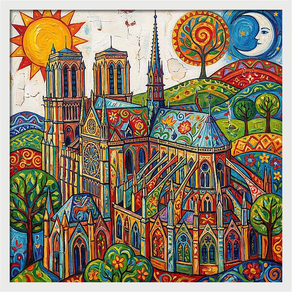 Gothic Cathedral In Vibrant Colors