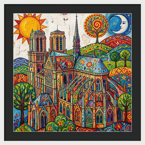 Gothic Cathedral In Vibrant Colors