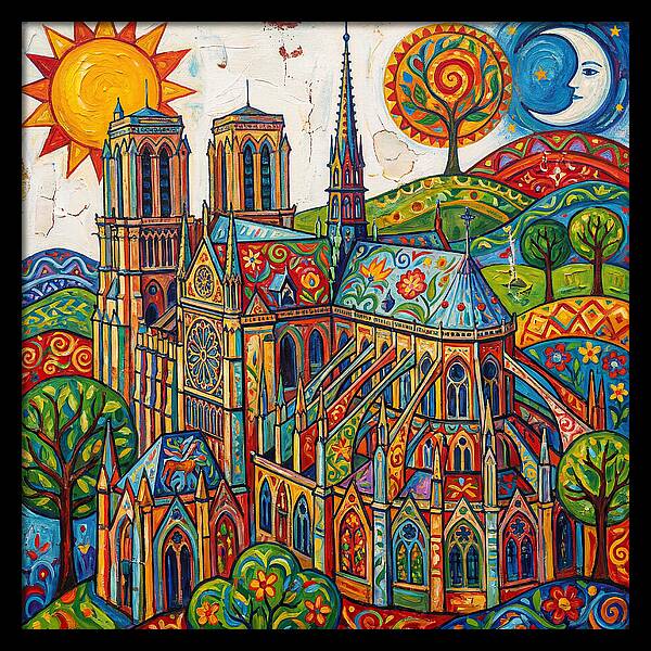 Gothic Cathedral In Vibrant Colors