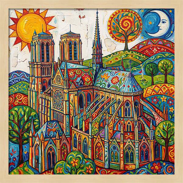Gothic Cathedral In Vibrant Colors