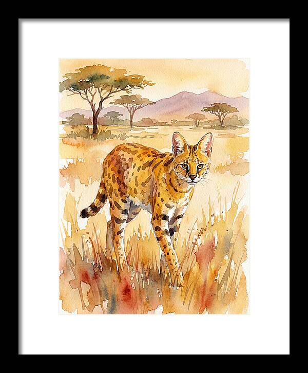 Graceful Serval Amidst Golden Grass