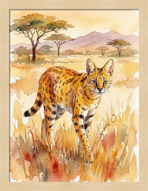 Graceful Serval Amidst Golden Grass