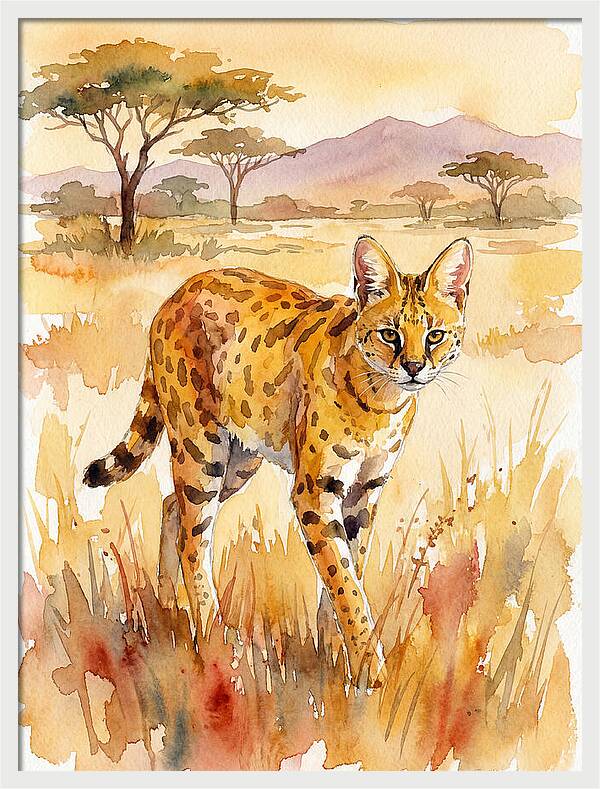 Graceful Serval Amidst Golden Grass