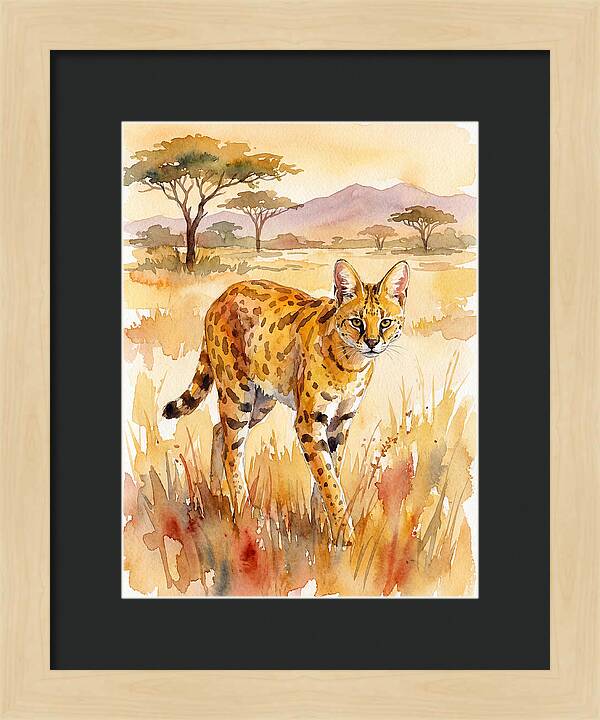 Graceful Serval Amidst Golden Grass