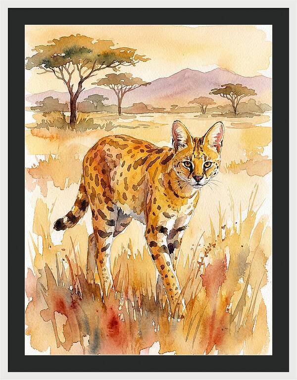 Graceful Serval Amidst Golden Grass