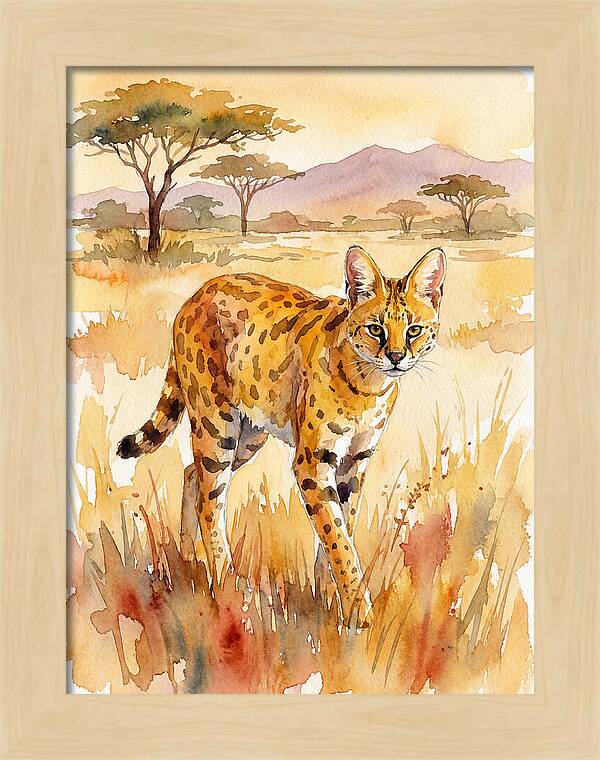 Graceful Serval Amidst Golden Grass