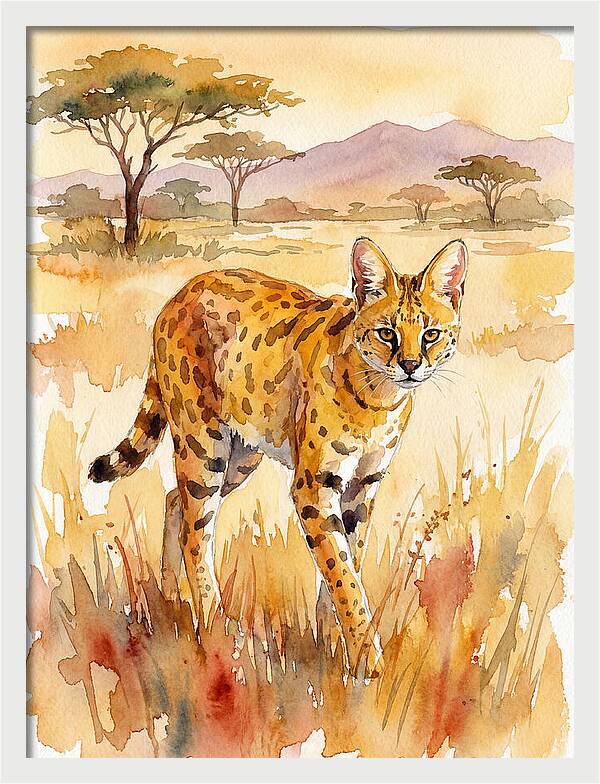 Graceful Serval Amidst Golden Grass