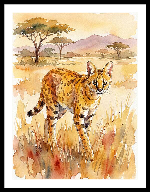Graceful Serval Amidst Golden Grass