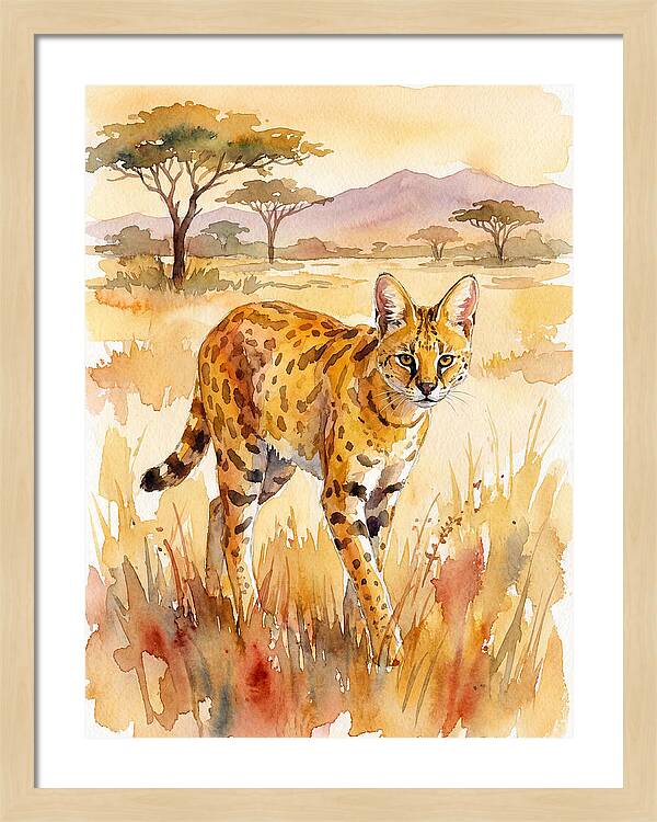 Graceful Serval Amidst Golden Grass