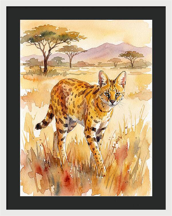 Graceful Serval Amidst Golden Grass