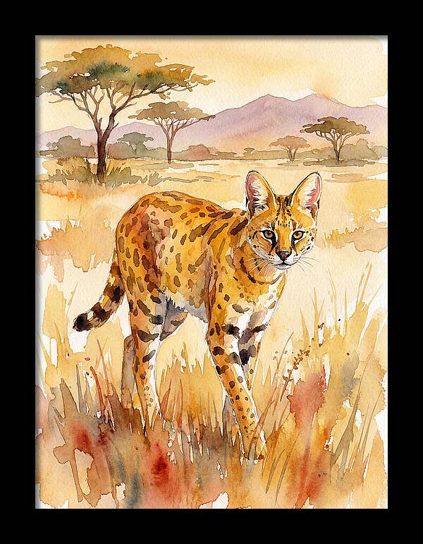 Graceful Serval Amidst Golden Grass