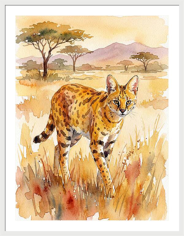 Graceful Serval Amidst Golden Grass