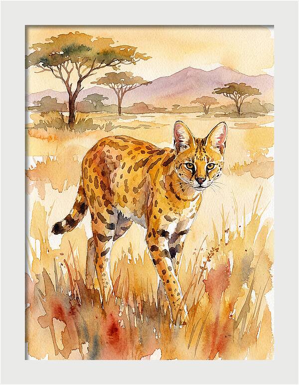 Graceful Serval Amidst Golden Grass