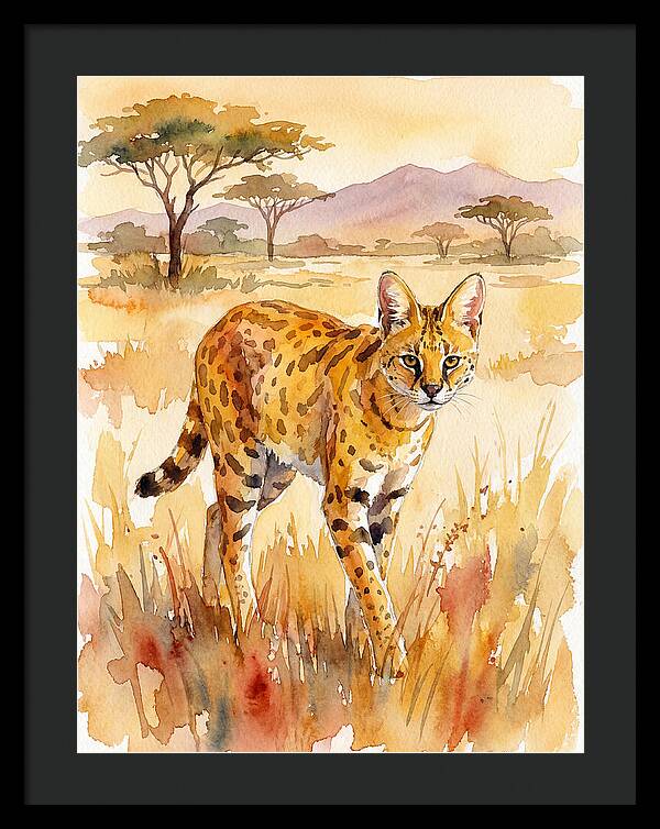 Graceful Serval Amidst Golden Grass
