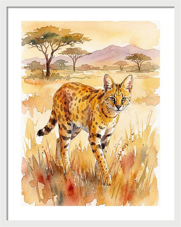 Graceful Serval Amidst Golden Grass