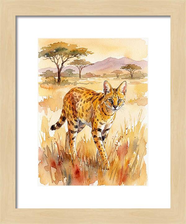 Graceful Serval Amidst Golden Grass