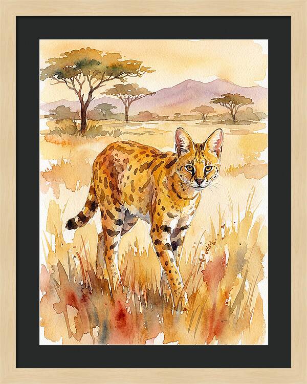 Graceful Serval Amidst Golden Grass